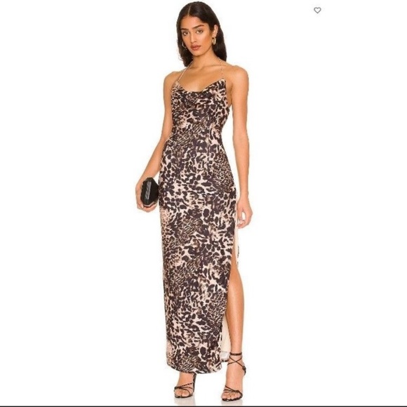 Kimberly Slit Maxi Dress in Leopard - Picture 1 of 2